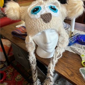 Handmade Crochet OWL Hat with Ear Flaps